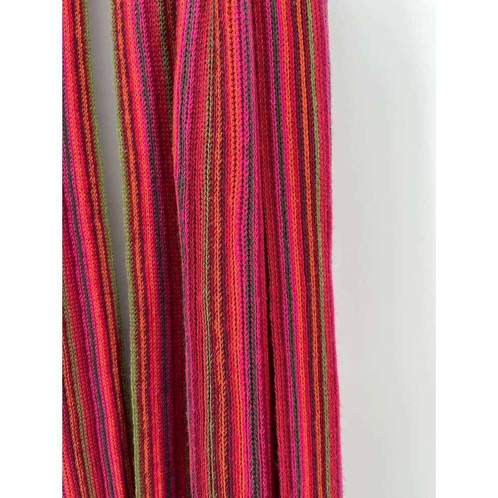 Colorful Striped Knit Scarf Fringe Boho Multicolor Warm Unisex Winter Soft Cozy - Picture 6 of 6